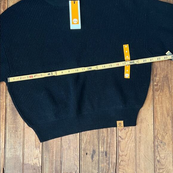 Timberland womens sweater Black chunky knit Crewneck short wool nwt new - Picture 5 of 7